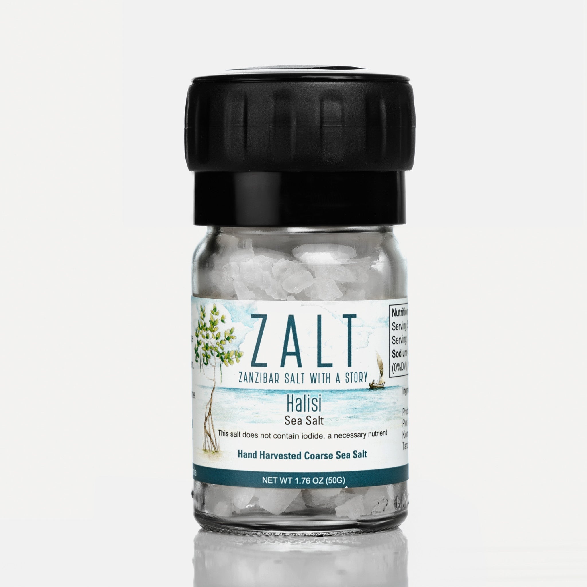 HALISI: Hand Harvested Sea Salt - Grinder, 1.76oz