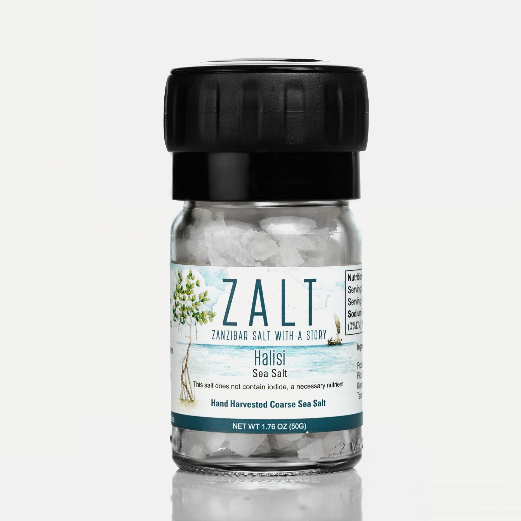 HALISI: Hand Harvested Sea Salt - Grinder, 1.76oz